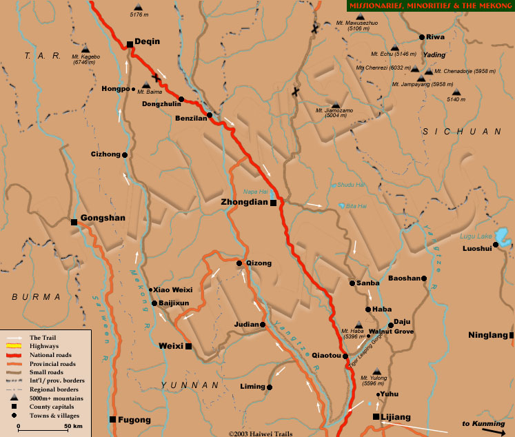 Travel China & Tibet - 13 days by 4WD through Yunnan, west out of Lijiang, up the Mekong into Kham Tibet through Naxi, Lisu and Tibetan territory via Lijiang, Liming, Cizhong, Hongpo, Deqin and Benzilan.