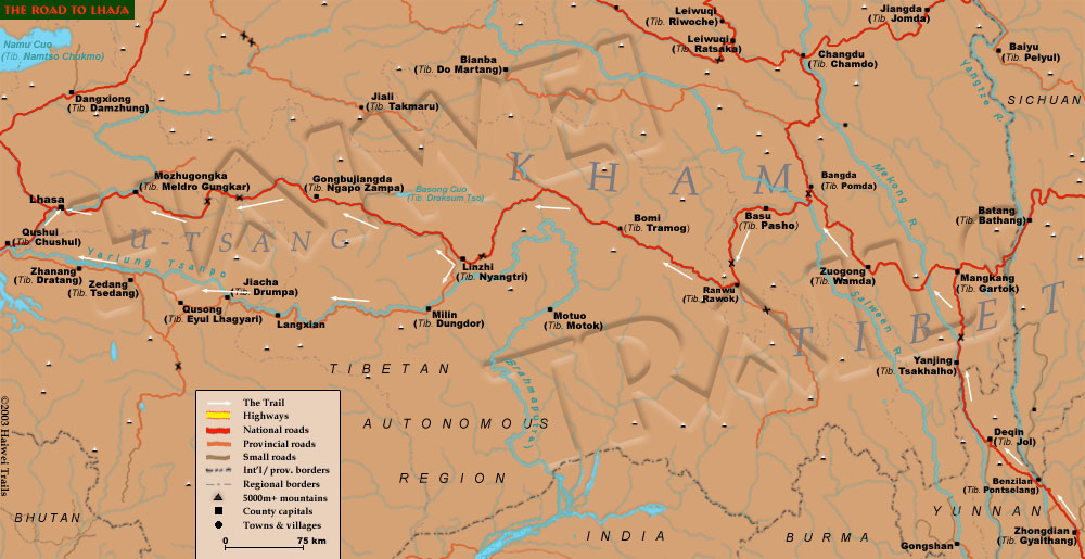 NW Yunnan, Kham  & U-Tsang Tibet. Lijiang to Lhasa by 4WD via Zuogong, Basu, Bomi, Linzhi and Zedang.